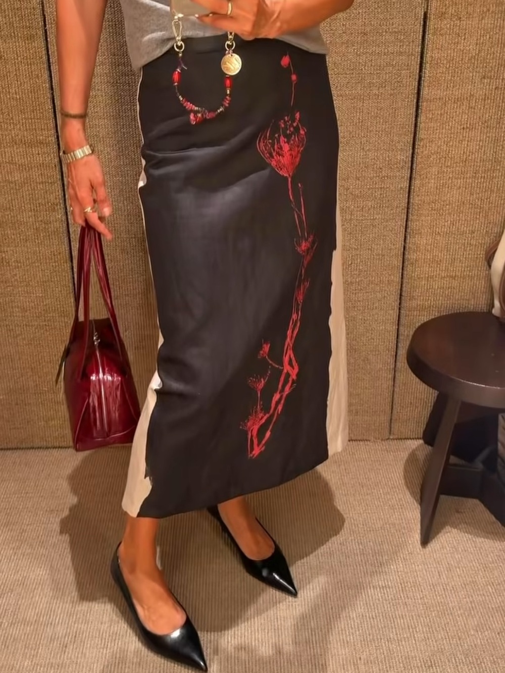 ZARA ZW COLLECTION PRINTED MIDI SKIRT